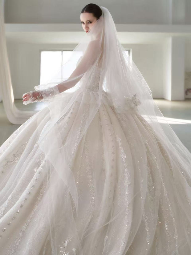 X25-86 STRAPLESS WEDDING DRESS WITH STAR - SHAPED SEQUINS