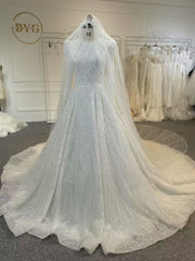 BYG25-3 A DIVINELY HOLY AND BREATHTAKING MUSLIM WEDDING DRESS