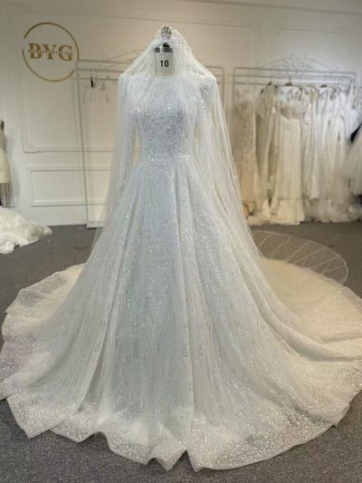 BYG25-3 A DIVINELY HOLY AND BREATHTAKING MUSLIM WEDDING DRESS