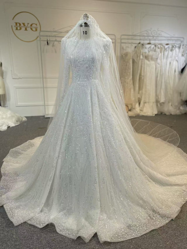 BYG25-3 A DIVINELY HOLY AND BREATHTAKING MUSLIM WEDDING DRESS
