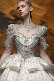 DIVINE 08 ELEGANT RUCHED COREST BODICE WEDDING DRESS