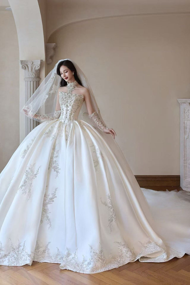 HT COLLECTION 04 LUXURIOUS HANDMADE BEADED ELEGANT STRAPLESS DRESS