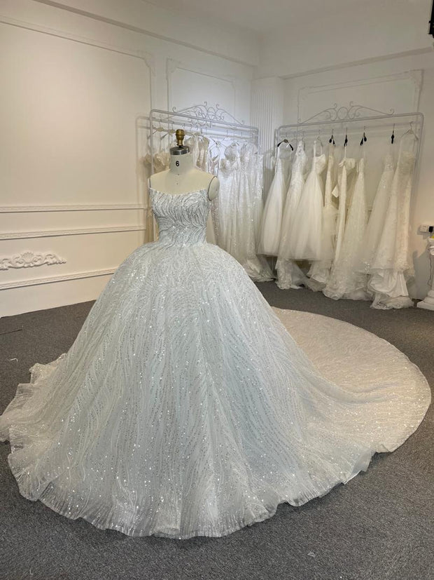 BYG24-25 STRAPLESS SEQUINS BEADING BALL GOWN WEDDING DRESS