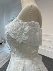 BYG#A9003 off the shoulder glitter tulle A line wedding dress