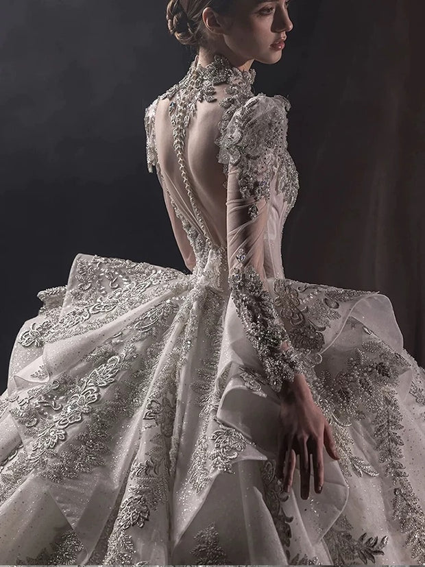 DIVINE 10 ORNATE 3D RUCHED COREST BODICE BALL GOWN