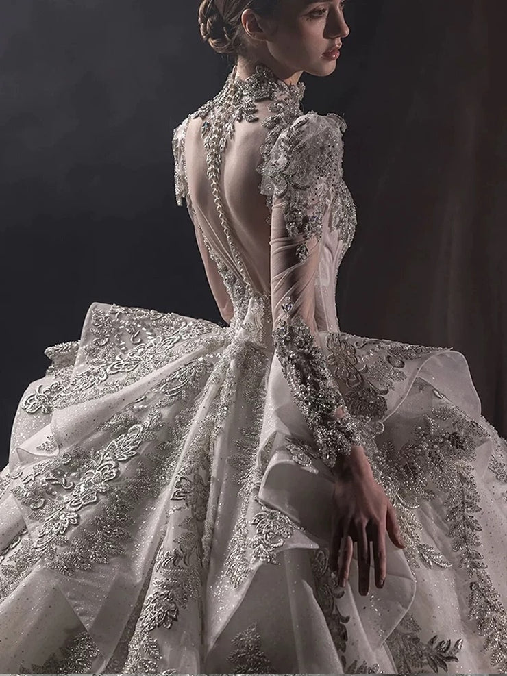 DIVINE 10 ORNATE 3D RUCHED COREST BODICE BALL GOWN