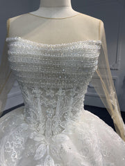 LB10 --Luxury Beading Long Sleeve Ball Gown With 60cm Length Train