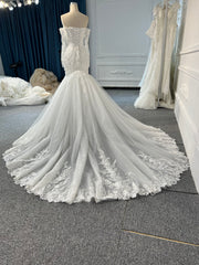 GB100 #IVORY MERMAID WEDDING DRESS WITH LONG ARMHOLD SLEEVE
