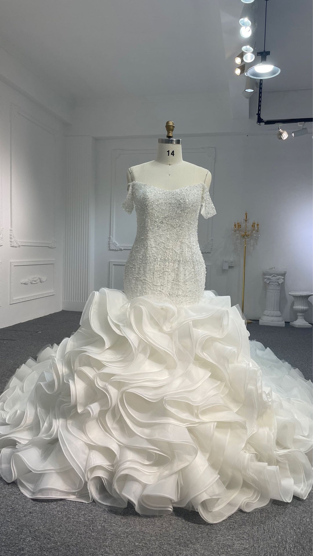 #BYG23-30 Luxury Mermaid Wedding Dress with 2 Meters Tail- M0306A Custom-Made