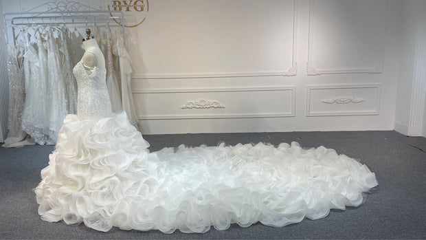#BYG23-30  LUXURY Mermaid wedding dress with 2 meters tail- M0306A