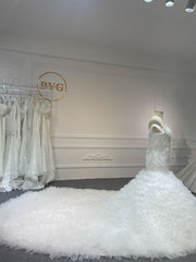 BYG24-6 LUXURY MERMAID WEDDING DRESS WITH BUBBLE HEM with 1.5 meters