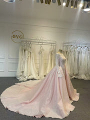 BYG24-30 MUSLIM PINK FLOWER LACE MERMAID WEDDING DRESS