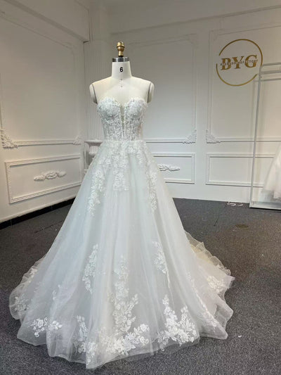 BYG503 STRAPLESS A LINE WEDDING DRESS