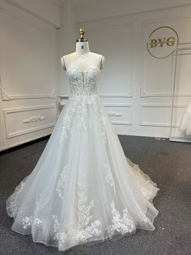 BYG503 STRAPLESS A LINE WEDDING DRESS
