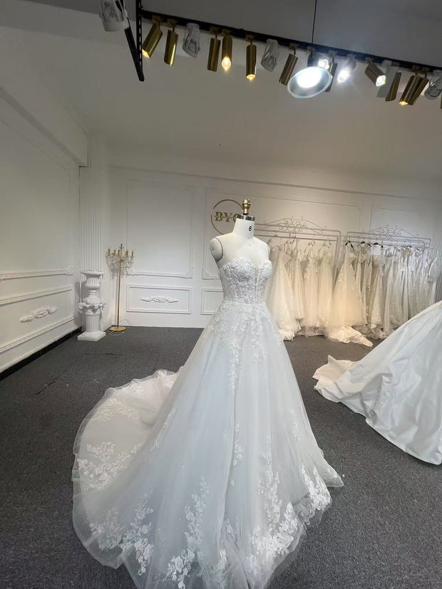 BYG503 STRAPLESS A LINE WEDDING DRESS