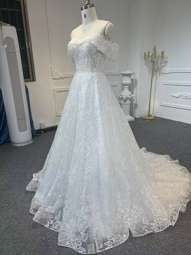 BYG 507  DETACHABLE OFF-THE-SHOULDRE A-LINE DRESS