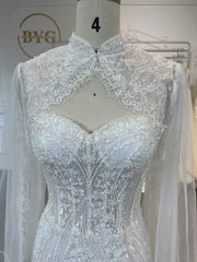 BYG504 A MERMAID DRESS PAIRED WITH A SMALL COAT.