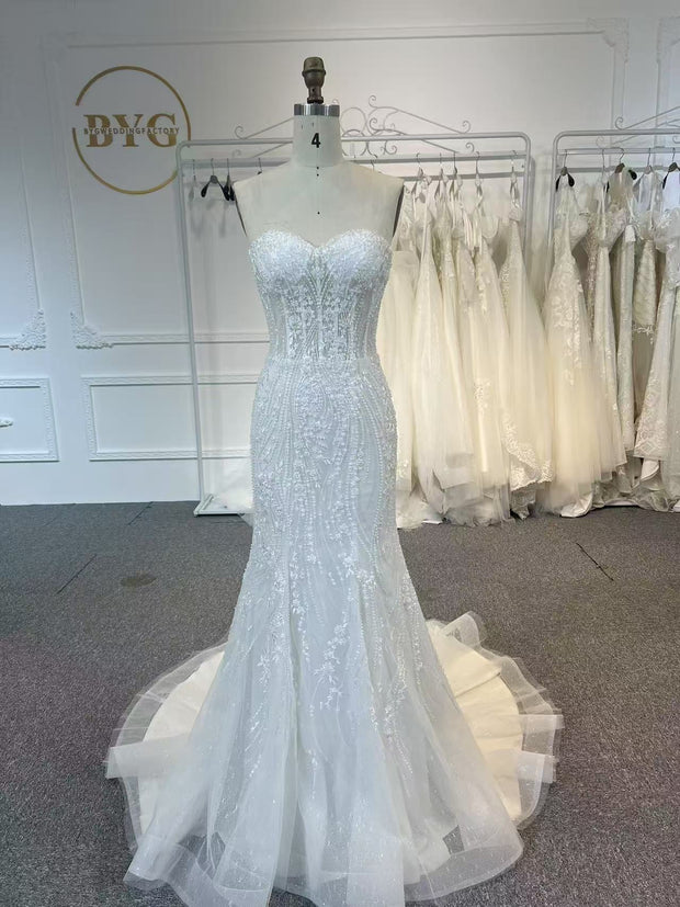 BYG504 A MERMAID DRESS PAIRED WITH A SMALL COAT.