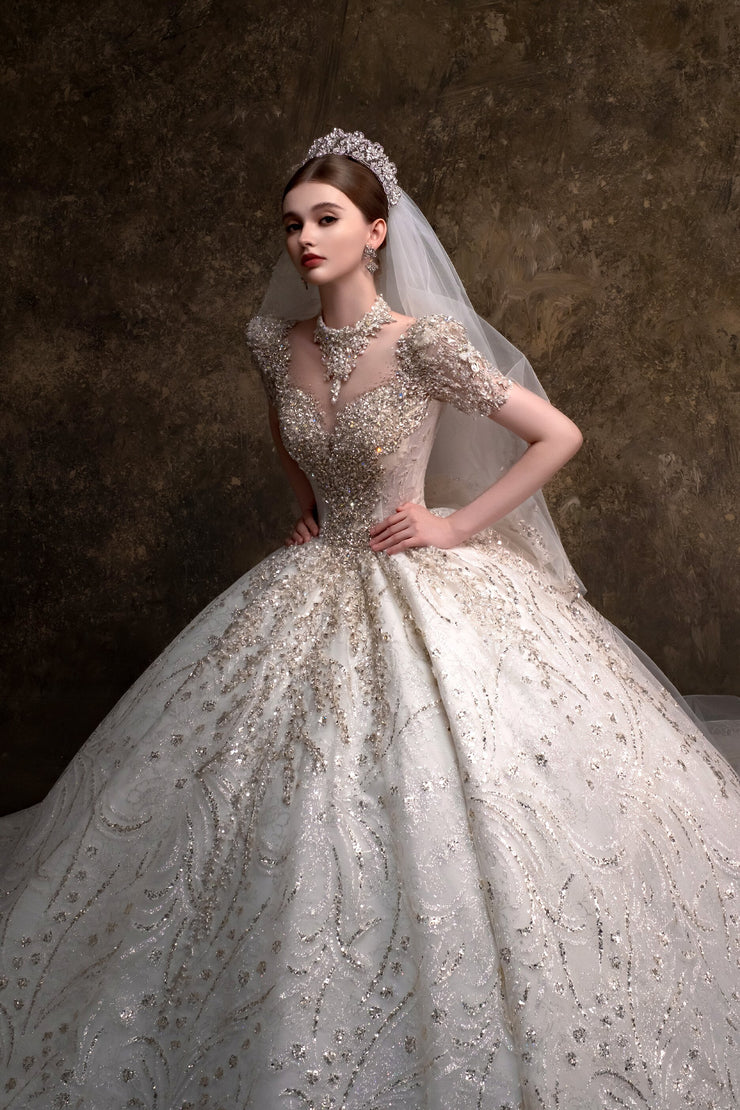 heavy beaded dress Ball Gown Wedding HT-10 Ball gown