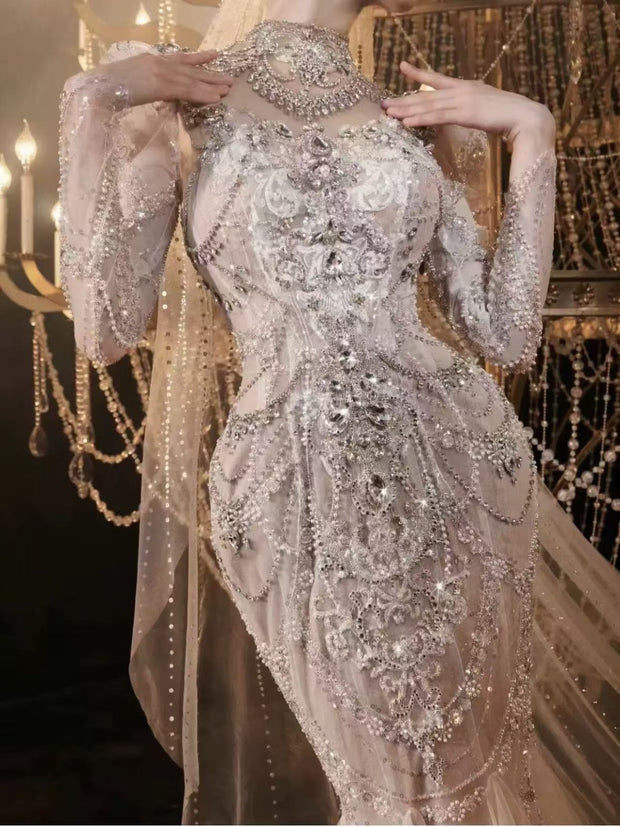 DIVINE 06 EXAGGERATED FISHTAIL WITH LUXURIOUS  LAYERS OF GATHERED TULLE BALL GOWN