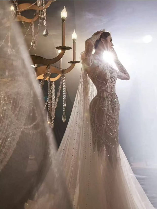 DIVINE 06 EXAGGERATED FISHTAIL WITH LUXURIOUS  LAYERS OF GATHERED TULLE BALL GOWN