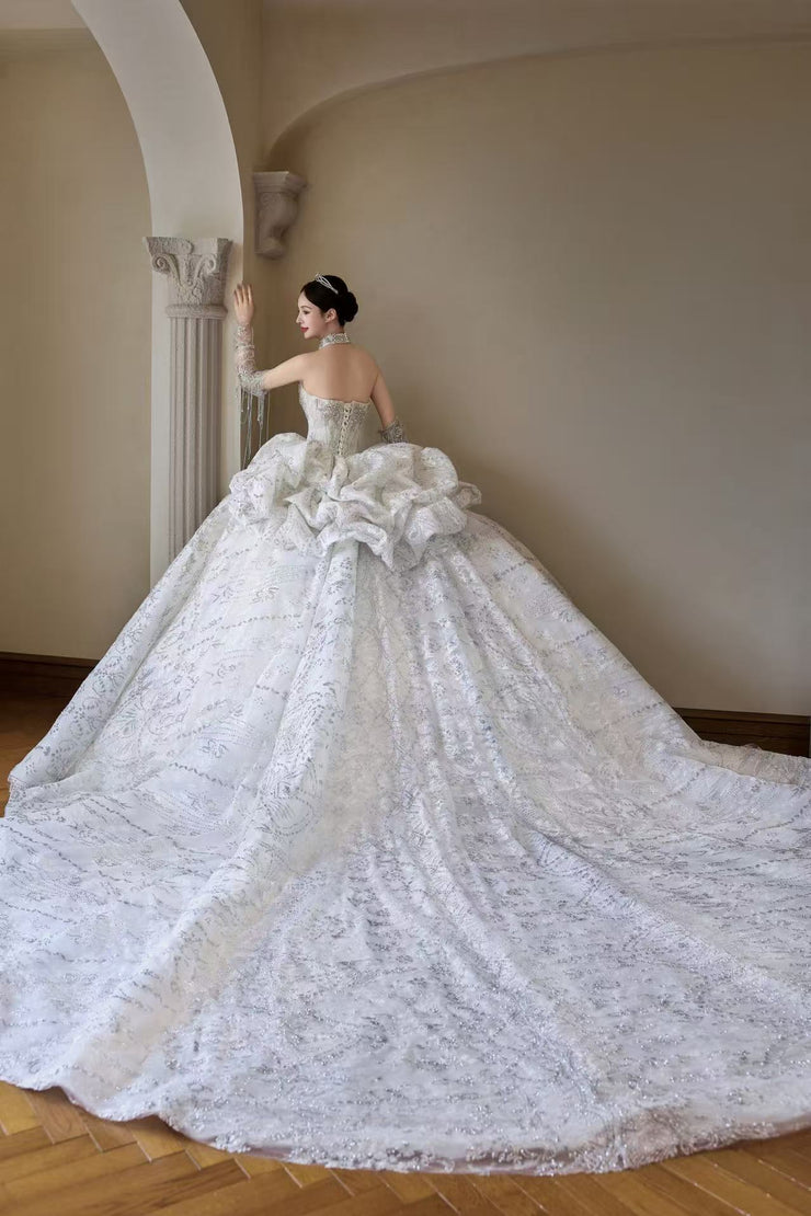 HT COLLECTION 03 LUXURIOUS AND EXQUISITE HANDMADE DIAMOND STRAPLESS DRESS