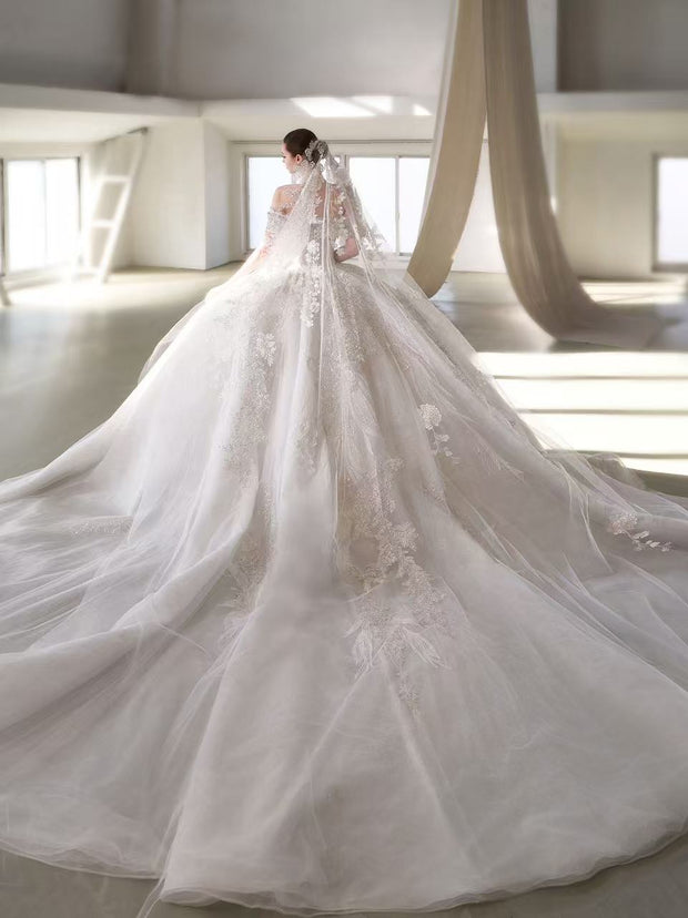X25-80 STRAPLESS WEDDING DRESS WITH SCATTERED DIAMONDS  LIKE STARS IN THE GALAXY