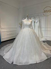 BYG24-26 PEARL BEADED BALL GOWN WEDDING DRESS