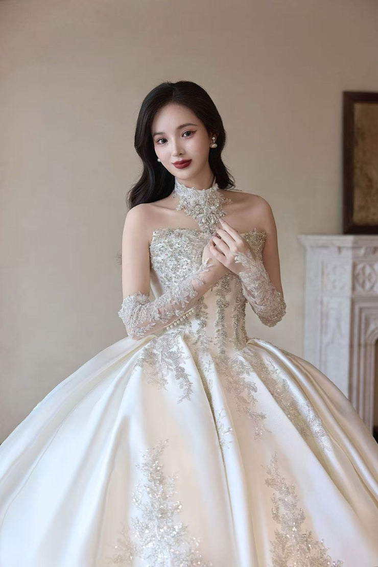 HT COLLECTION 04 LUXURIOUS HANDMADE BEADED ELEGANT STRAPLESS DRESS