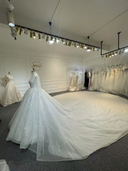 BYG25-9 A SUPER CLASSIC MUSLIM WEDDING DRESS WITH PEARL EMBROIDERY