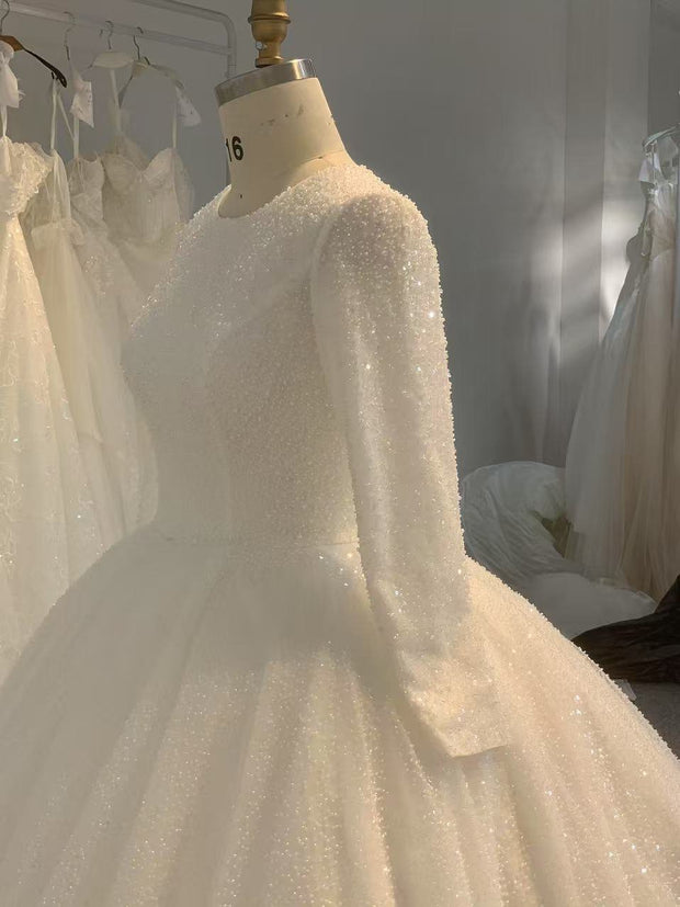 BYG25-4 SPARKLING GALAXY MUSLIM WEDDING DRESS