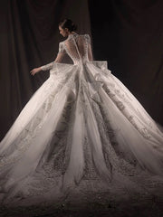 DIVINE 10 ORNATE 3D RUCHED COREST BODICE BALL GOWN