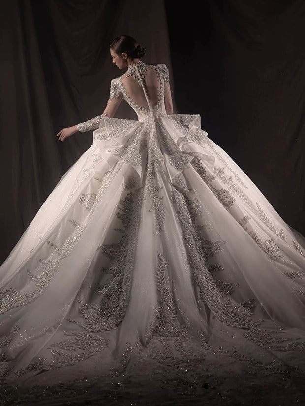 DIVINE 10 ORNATE 3D RUCHED COREST BODICE BALL GOWN