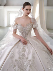 X25-83 PALACE-STYLE RETRO STRAPLESS WEDDING DRESS