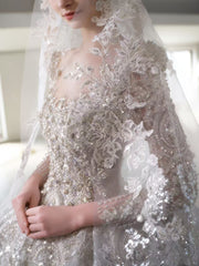 X25-88 STRAPLESS WEDDING DRESS WITH TWINKLING PEARL DOTS