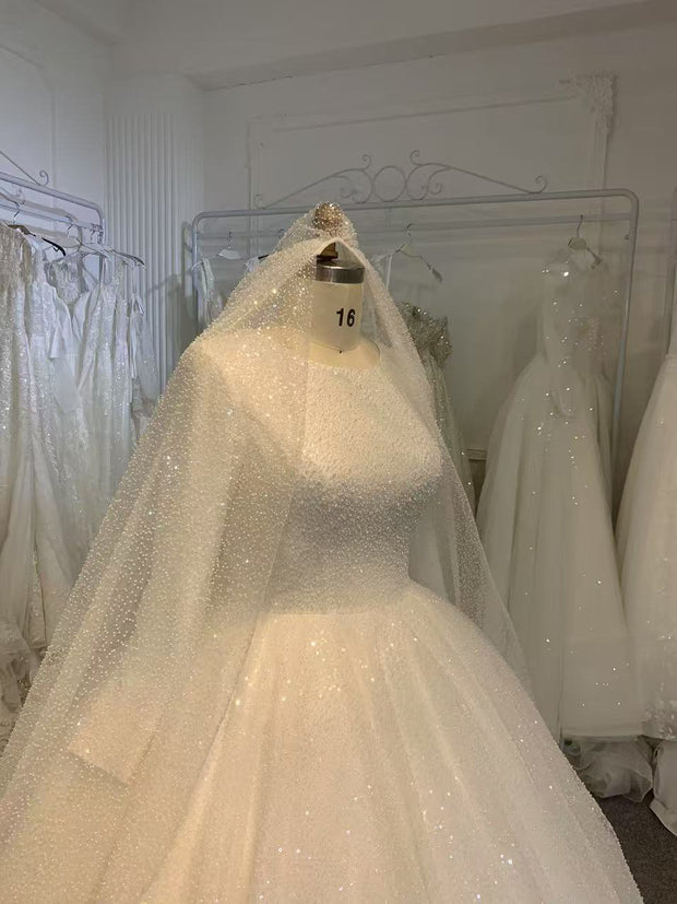 BYG25-4 SPARKLING GALAXY MUSLIM WEDDING DRESS