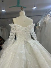 BYG25-1 STRAPLESS THREE-DIMENSIONAL EMBROIDERED BALL GOWN WEDDING DRESS