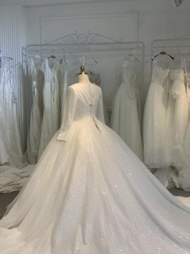 BYG25-4 SPARKLING GALAXY MUSLIM WEDDING DRESS