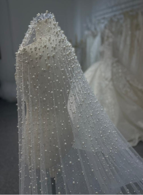 Wedding dress Pearly Long Veil Bridal Veil with Pearls