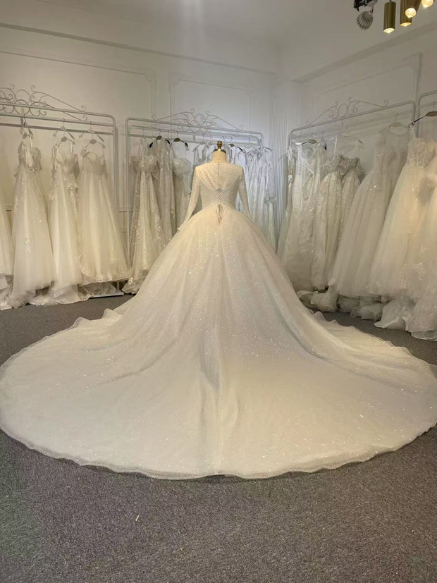 BYG25-4 SPARKLING GALAXY MUSLIM WEDDING DRESS