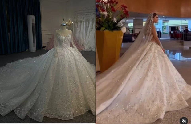 BYG24-28 CLASSIC ALL-OVER BEADED WEDDING DRESS