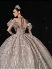 DIVINE 05 REGAL SHEER CORSET WITH AN INNER V PATTERN BALL GOWN