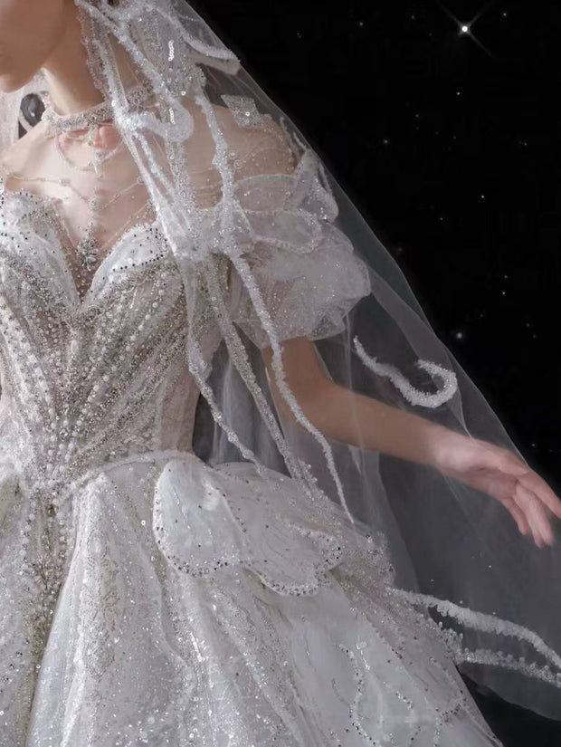 DIVINE 05 REGAL SHEER CORSET WITH AN INNER V PATTERN BALL GOWN