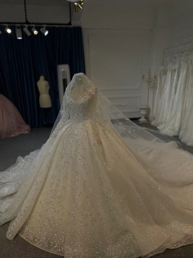 BYG24-28 CLASSIC ALL-OVER BEADED WEDDING DRESS