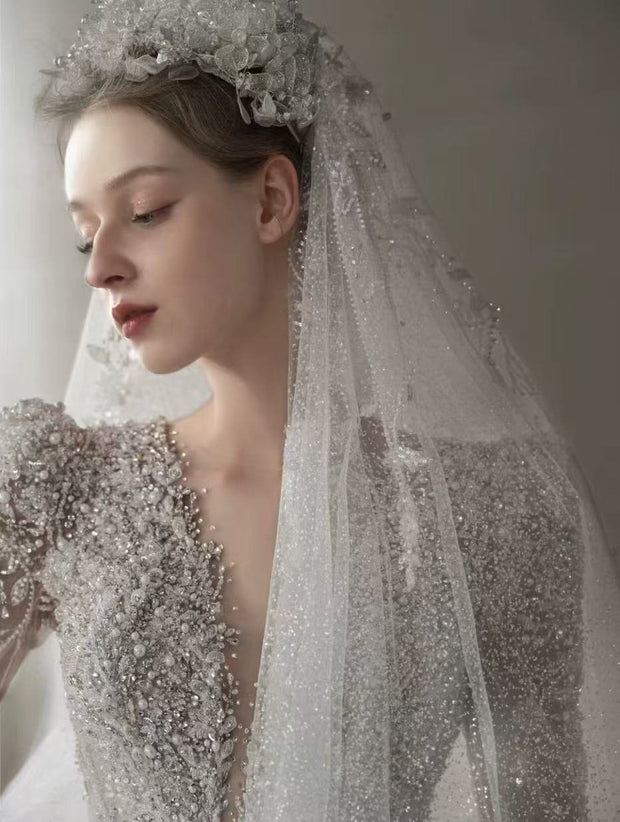 DIVINE 01  3D FLOWERS WITH TULLE SWEETHEART WEDDING DRESS