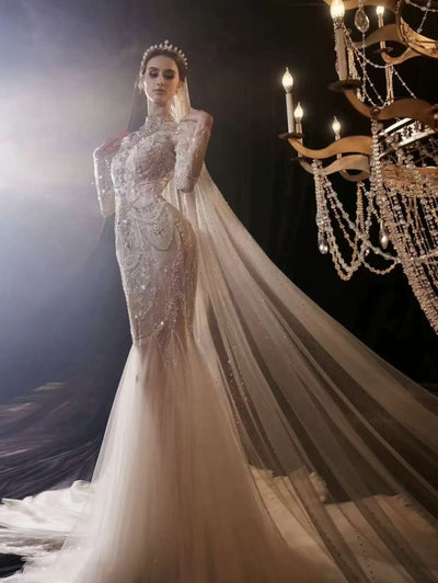 DIVINE 06 EXAGGERATED FISHTAIL WITH LUXURIOUS  LAYERS OF GATHERED TULLE BALL GOWN