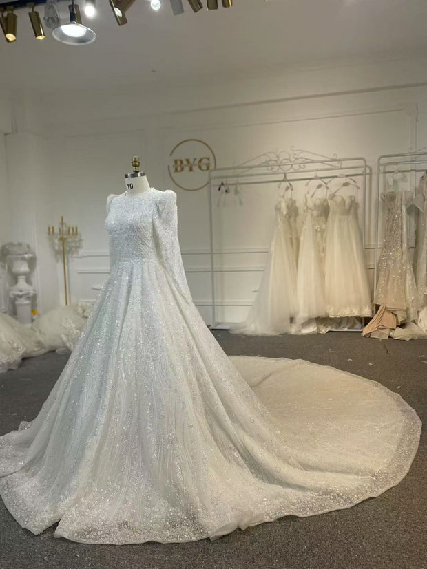 BYG25-3 A DIVINELY HOLY AND BREATHTAKING MUSLIM WEDDING DRESS