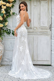 BYG-14 High-end lace, deep V, spaghetti straps,A-Line wedding dress