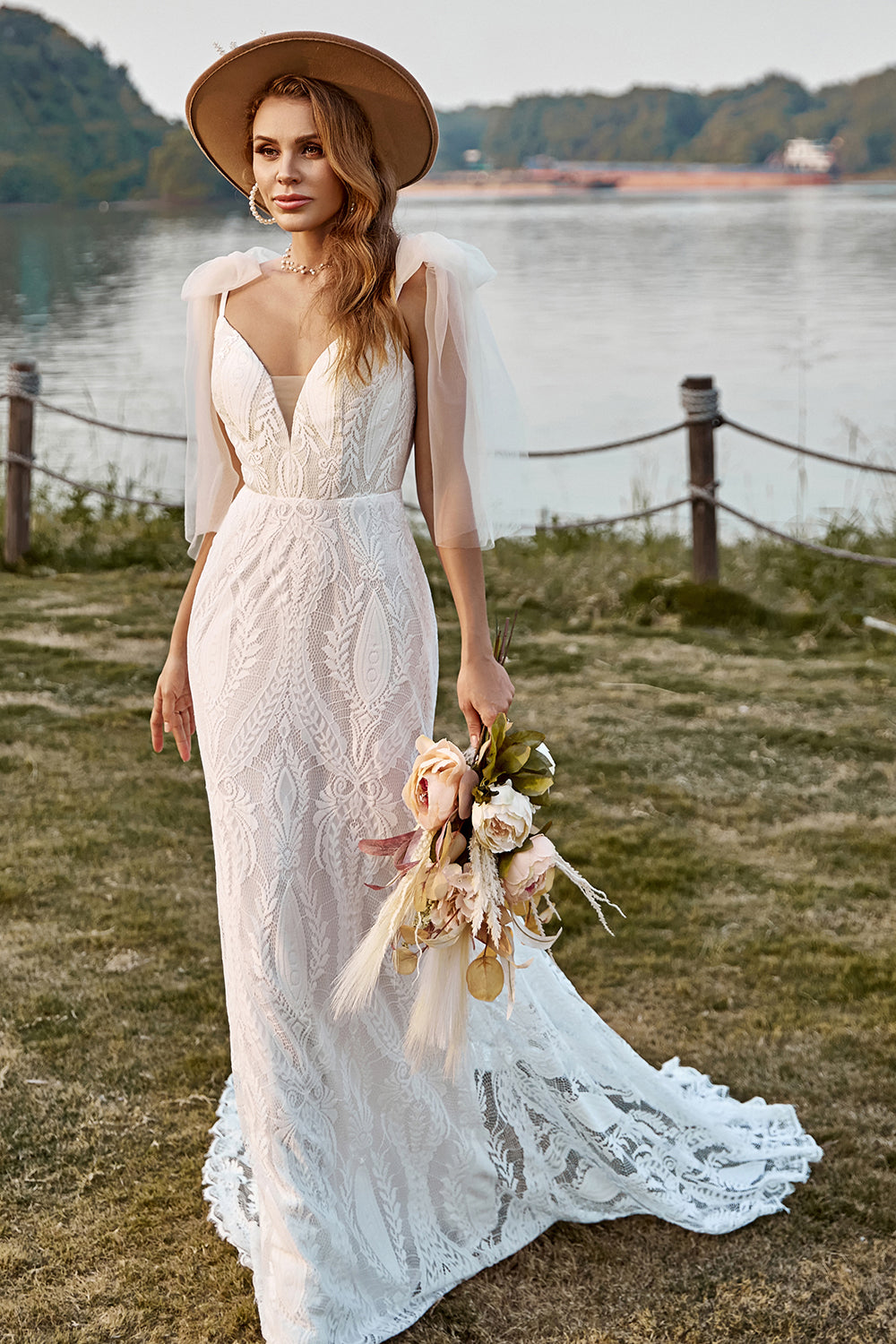 mermaid wedding dress no train Elegant Mermaid Long Wedding Dresses Chapel Train Bridal Dresses AWD1572