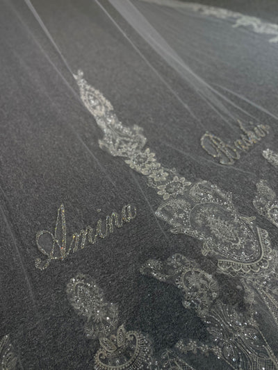 VEIL--CUSTOMIZE LUXURY DIAMONDS HAND BEADS NAME
